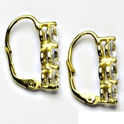 Zlaté náušnice, žluté i bílé zlato, čirý zirkon - VE 101