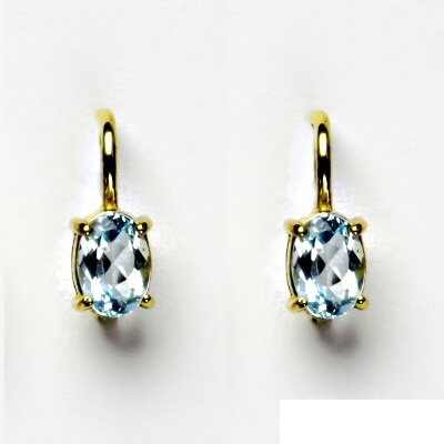 Zlaté náušnice, žluté i bílé zlato, přírodní topaz sky - NK 1246
