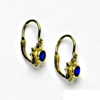Zlaté náušnice, spinel, žluté zlato, dětské náušnice NK 1383