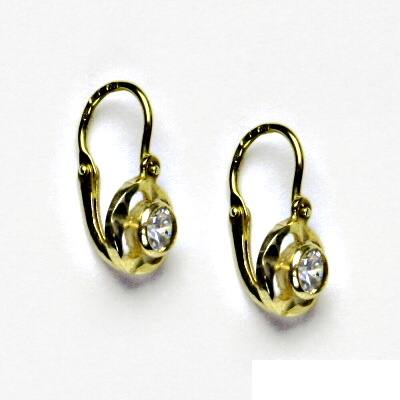 Zlaté náušnice, čirý zirkon, žluté zlato, dětské náušnice NK 1380