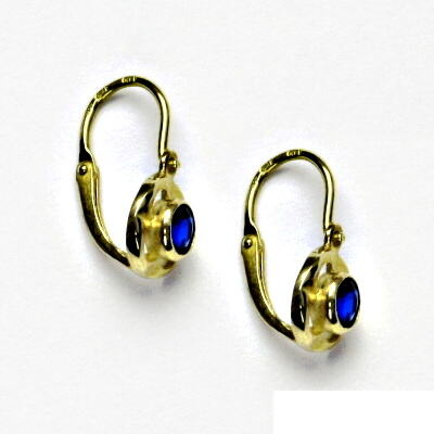 Zlaté náušnice,spinel, žluté zlato, dětské náušnice NK 1380 