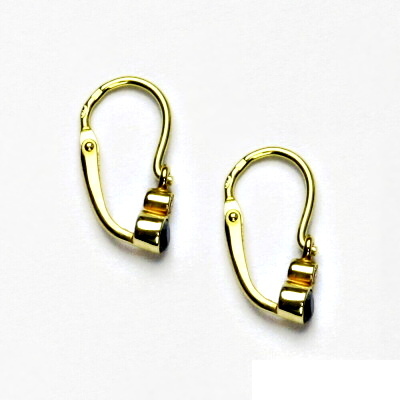 Dětské zlaté náušnice, žluté zlato , čirý zirkon a přírodní granát - VE 179