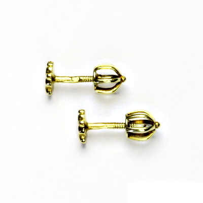 Zlaté náušnice, psí tlapky, náušnice na šroubek, žluté zlato, NŠ 1334