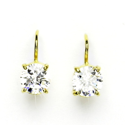 Zlaté náušnice, žluté i bílé zlato, čirý zirkon 8 mm, náušnice se zirkonem, NK 1357