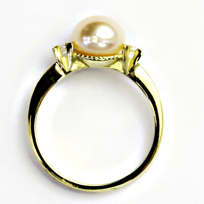 Zlatý prsten, přírodní říční perla lososová, žluté i bílé zlato - T 1207