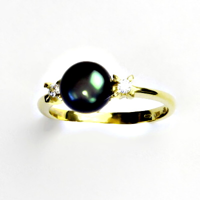 Zlatý prsten, přírodní říční perla černá, žluté i bílé zlato - T 1207
