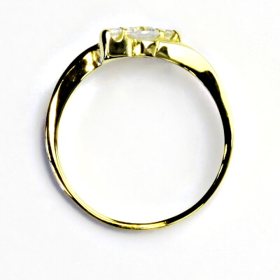 Zlatý prsten, žluté zlato, prstýnek s čirými zirkony, zirkon, VR 218 