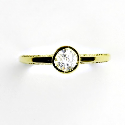 Zlatý prsten, žluté zlato, čirý zirkon, art deco - T 1443