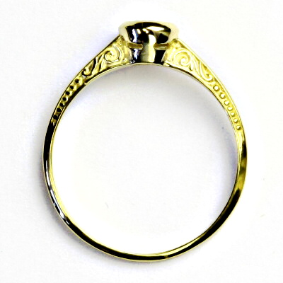 Zlatý prsten, žluté zlato, čirý zirkon, art deco - T 1443