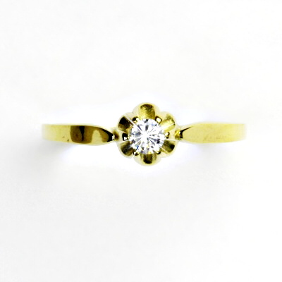 Zlatý prsten, žluté zlato, prstýnek se zirkonem, čirý zirkon, T 1468
