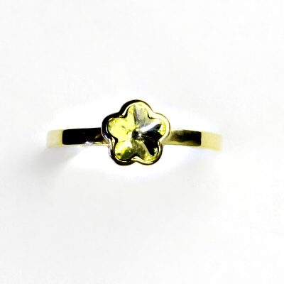 Zlatý prsten, žluté zlato, prstýnek se Swarovski krystalem, jonquil, T 1297