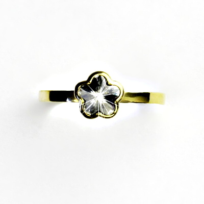 Zlatý prsten, žluté zlato, prstýnek se Swarovski krystalem, čirá, T 1297 