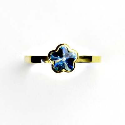 Zlatý prsten, žluté zlato,prstýnek se Swarovski krystalem,akvamarin, T 1297 