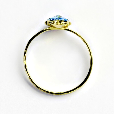Zlatý prsten, žluté zlato,prstýnek se Swarovski krystalem,akvamarin, T 1297 