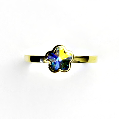 Zlatý prsten, žluté zlato,prstýnek se Swarovski krystalem, AB, T 1297 