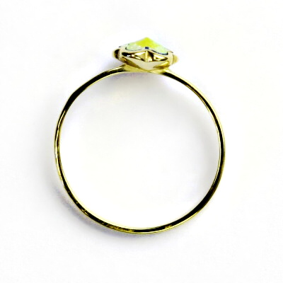 Zlatý prsten, žluté zlato,prstýnek se Swarovski krystalem, AB, T 1297 
