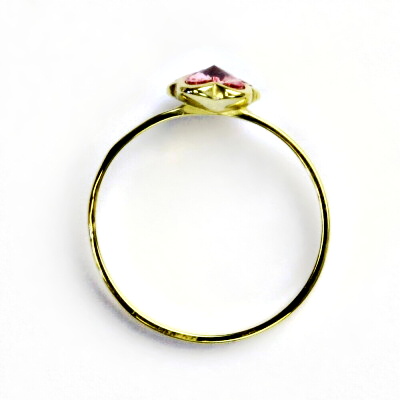 Zlatý prsten, žluté zlato,prstýnek se Swarovski krystalem, light rose,T 1297