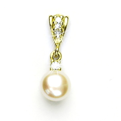 Zlatý přívěsek, přírodní říční perla bílá 7,5-8 mm, žluté zlato, P 1207/2 