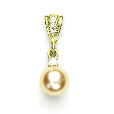 Zlatý přívěsek, přírodní říční perla lososová 8 mm, žluté zlato, P 1207/2 