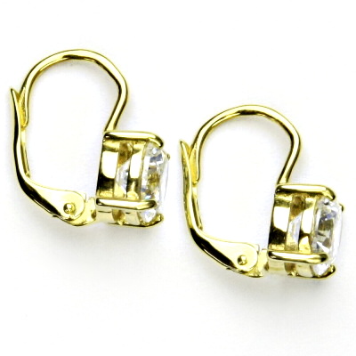 Zlaté náušnice, žluté i bílé zlato, přírodní křišťál - NK 1252 