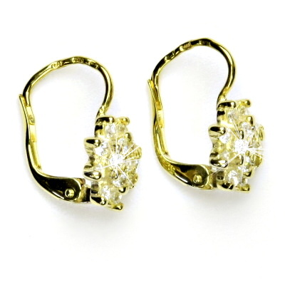Zlaté náušnice, žluté zlato, kytičky, zirkony, náušnice ze zlata, VE 50 