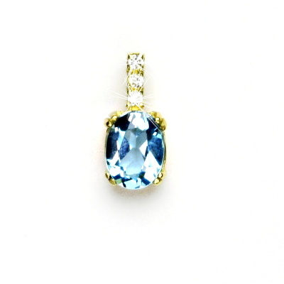 Zlatý přívěsek, žluté i bílé zlato, čiré zirkony, přírodní topaz swiss - VP 31 