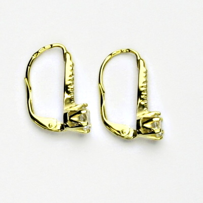 Zlaté náušnice, žluté zlato, čiré zirkony - VE 10 