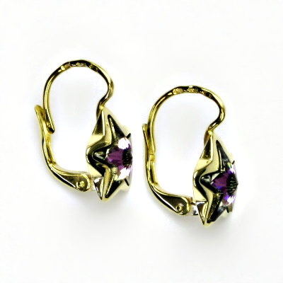 Zlaté náušnice,žluté zlato,hvězdičky,Swarovski krystal vitrail light,NK 1325 