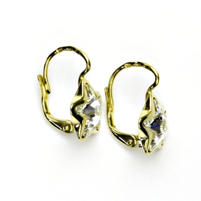 Zlaté náušnice,žluté zlato,hvězdičky,Swarovski krystal čirý,NK 1325 