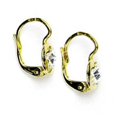 Zlaté náušnice, žluté zlato, Swarovski krystal čirý, kytičky, NK 1300