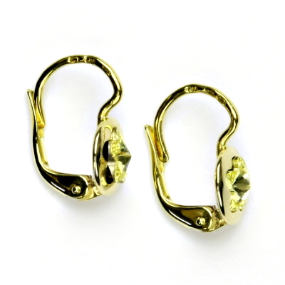 Zlaté náušnice, žluté zlato, Swarovski krystal jonquil, kytičky, NK 1300 