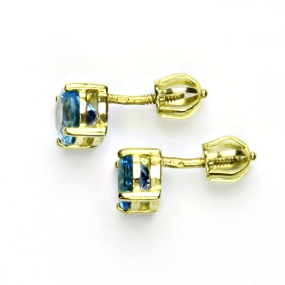 Zlaté náušnice, žluté i bílé zlato, přírodní topaz swiss 6 mm - NŠ 1250