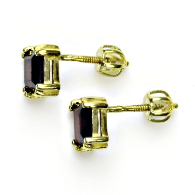 Zlaté náušnice, žluté zlato, náušnice s granátem, přírodní granát, NŠ 1257