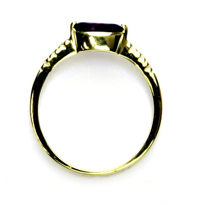 Zlatý prsten, přírodní tmavý ametyst, žluté i bílé zlato - VR 237 