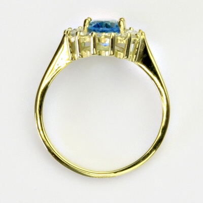 Zlatý prsten Kate, žluté i bílé zlato, přírodní topaz swiss a čiré zirkony - T 1507 