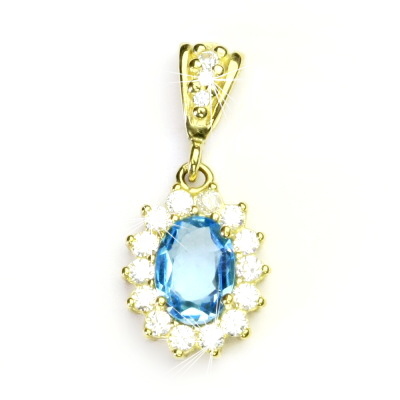 Zlatý přívěsek Kate, žluté zlato, přírodní topaz swiss a čiré zirkony - P 1507/2
