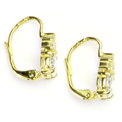 Zlaté náušnice, žluté i bílé zlato, čiré zirkony - VE 168
