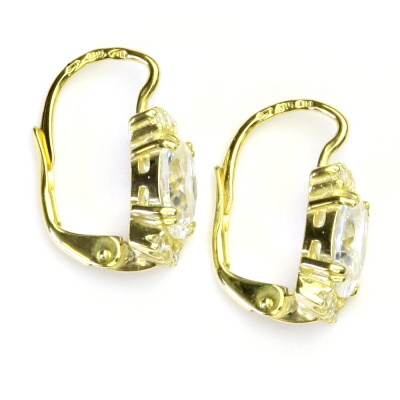 Zlaté náušnice, žluté i bílé zlato, náušnice s čirými zirkony, VE 23