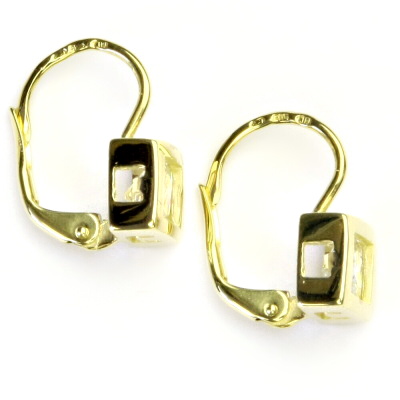 Zlaté náušnice,čirý zirkon 5x5 mm, žluté i bílé zlato - VE 40
