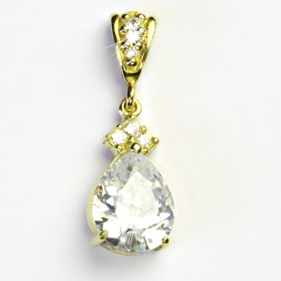 Zlatý přívěsek, žluté i bílé zlato, přívěšek ze zlata, čirý zirkon, P 1498/22