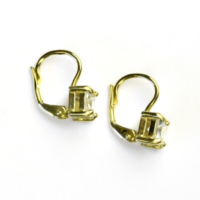 Zlaté náušnice, žluté i bílé zlato, čiré zirkony - NK 1370