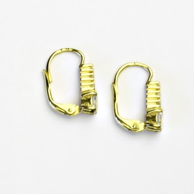 Zlaté náušnice, žluté zlato, náušnice s čirými zirkony, VE 15