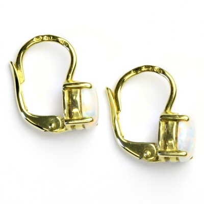 Zlaté náušnice, žluté i bílé zlato , syntetický bílý opál - NK 1246 