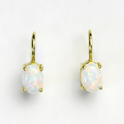 Zlaté náušnice, žluté i bílé zlato , syntetický bílý opál - NK 1246 