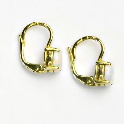 Zlaté náušnice, žluté i bílé zlato , syntetický bílý opál - NK 1246 