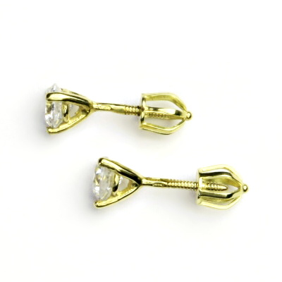 Zlaté náušnice, žluté zlato, náušnice se zirkony, čiré zirkony, VE 11