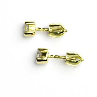Zlaté náušnice, žluté zlato, náušnice se zirkony, čiré zirkony, VE 35