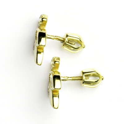 Zlaté náušnice, žluté zlato ,čiré zirkony - VE 87