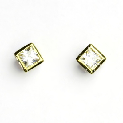 Zlaté náušnice, čirý zirkon, žluté zlato, náušnice ze zlata, VE 33
