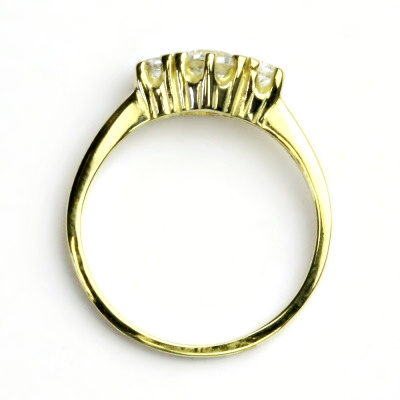 Zlatý prsten, žluté zlato, prstýnek s čirými zirkony, T 1264